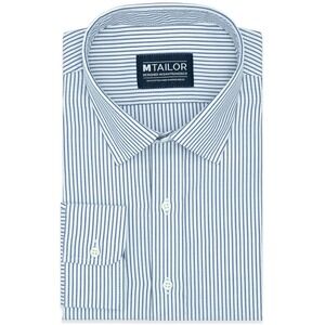 MTailor Men's Blue Atlantic Stripe Wrinkle Free Casual Button Down Shirt Size M